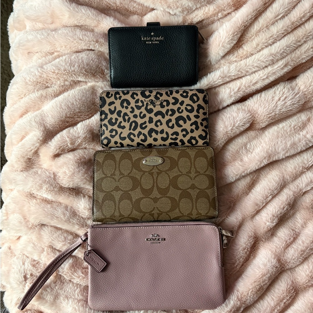 Bundle 2 Coach Leather Wristlet and Wallet 2 Kate Spade wallets